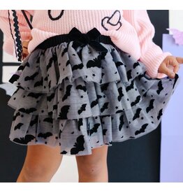 Sweet Wink Sweet Wink- Flocked Bats Halloween Bow Tiered Tutu