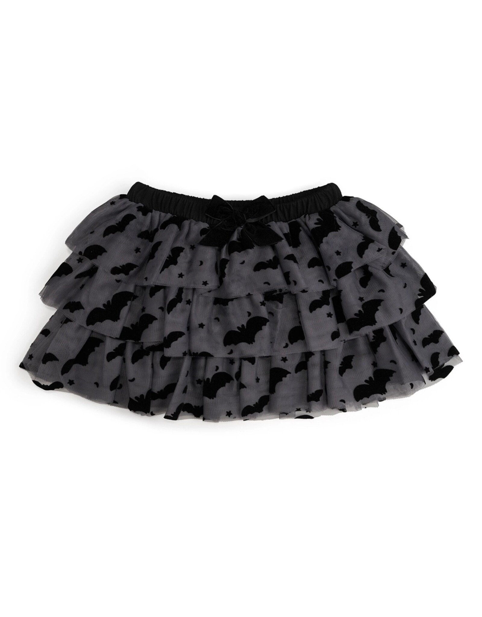 Sweet Wink Sweet Wink- Flocked Bats Halloween Bow Tiered Tutu