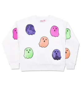 Iscream Iscream- Boo Crew White Sparkle Sweatshirt