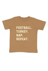 Sweet Wink Sweet Wink- Football Turkey Nap Repeat Thanksgiving S/S T-Shirt: Mocha