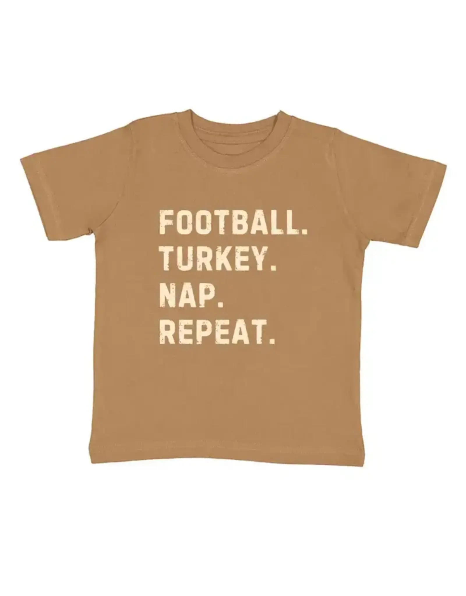Sweet Wink Sweet Wink- Football Turkey Nap Repeat Thanksgiving S/S T-Shirt: Mocha