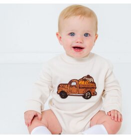 Sweet Wink Sweet Wink- Fall Truck Patch L/S Natural Romper