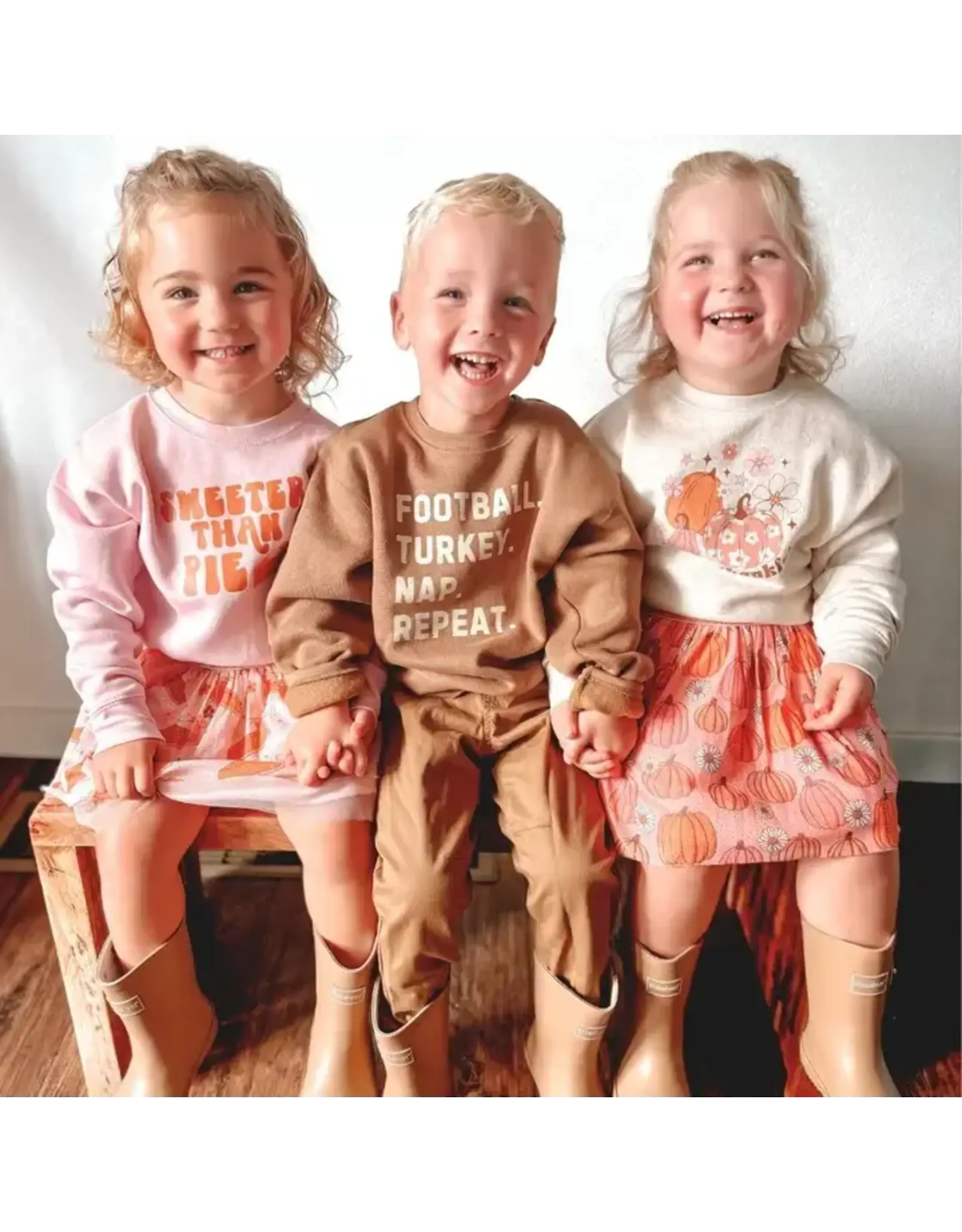 Sweet Wink Sweet Wink- Football Turkey Nap Repeat Thanksgiving Sweatshirt