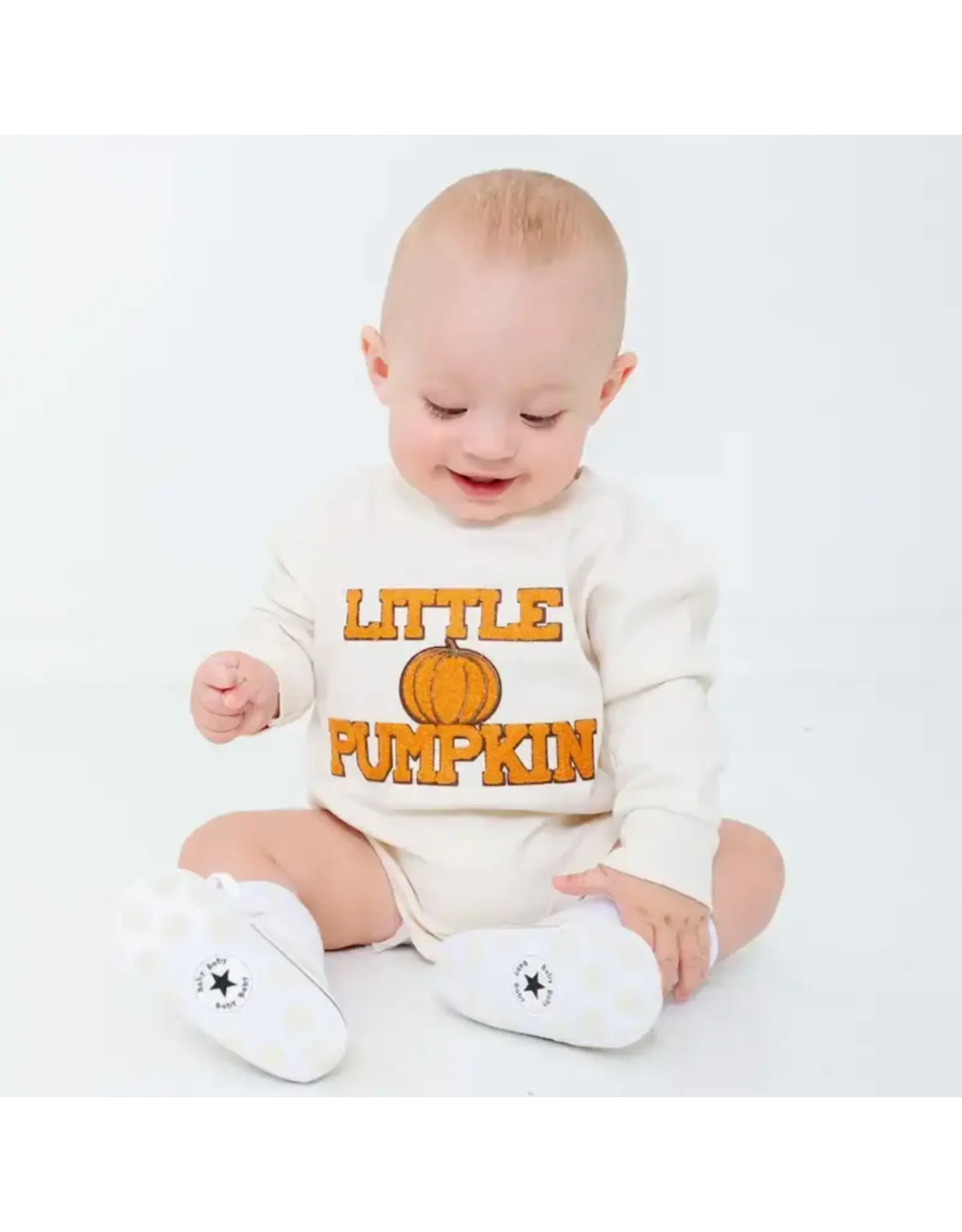 Sweet Wink Sweet Wink- Little Pumpkin Patch Natural L/S Romper