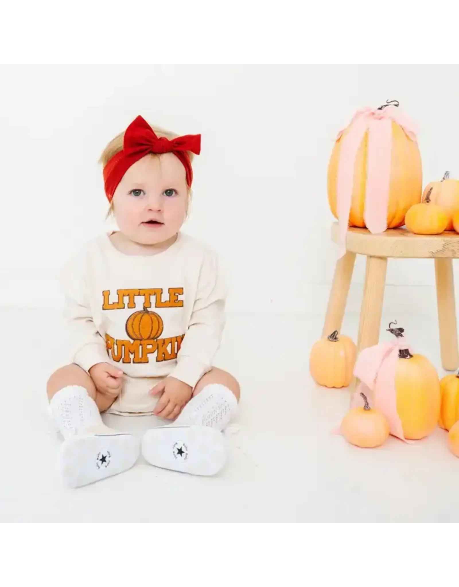 Sweet Wink Sweet Wink- Little Pumpkin Patch Natural L/S Romper