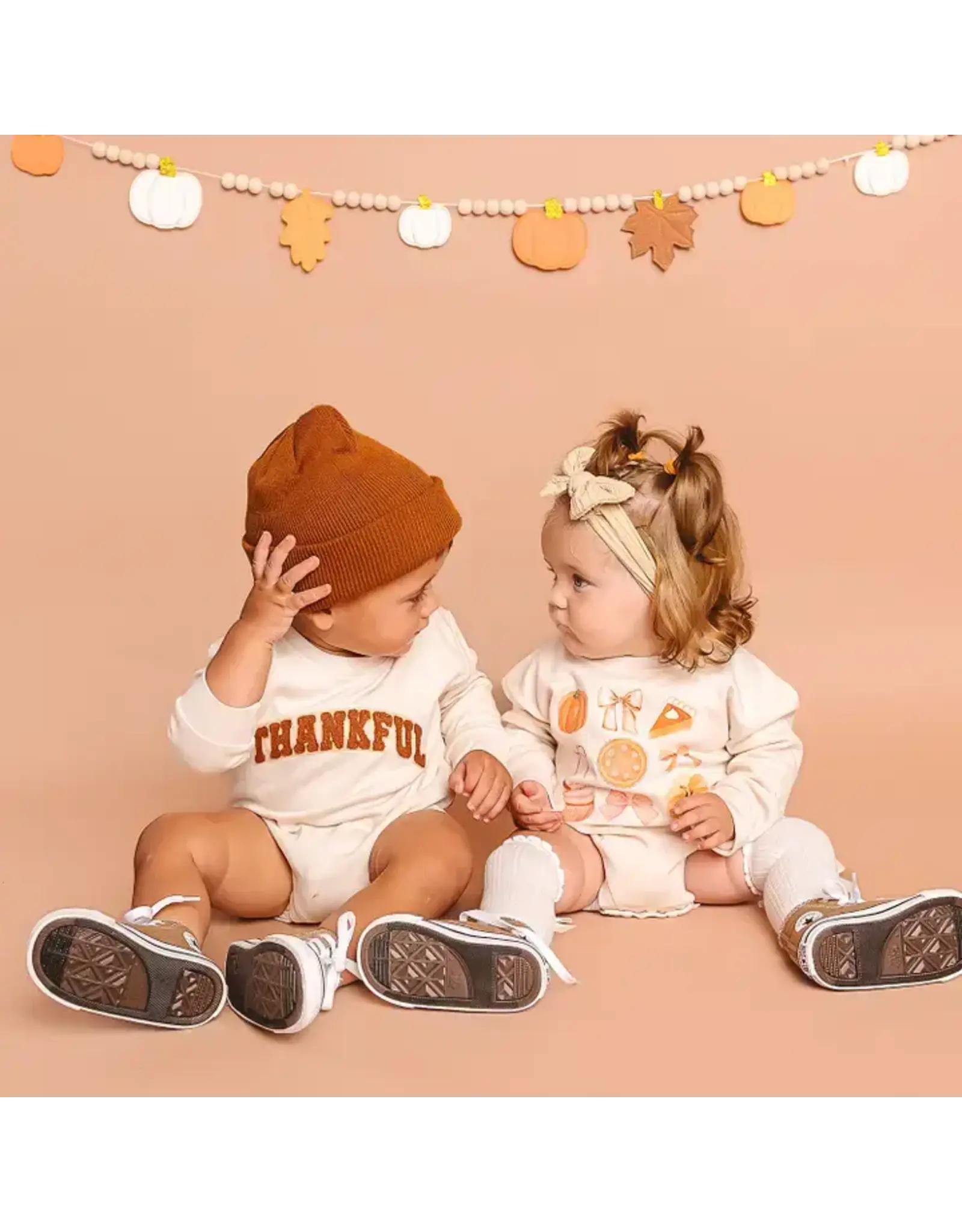 Sweet Wink Sweet Wink- Thankful Patch Varsity Thanksgiving L/S Romper