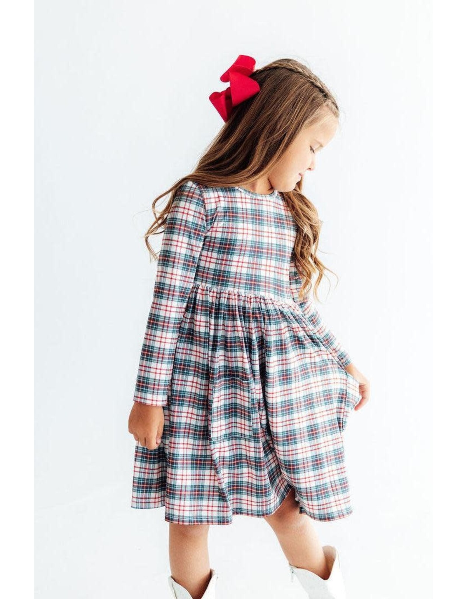 Mila & Rose Mila & Rose- Christmas Plaid L/S Pocket Twirl Dress