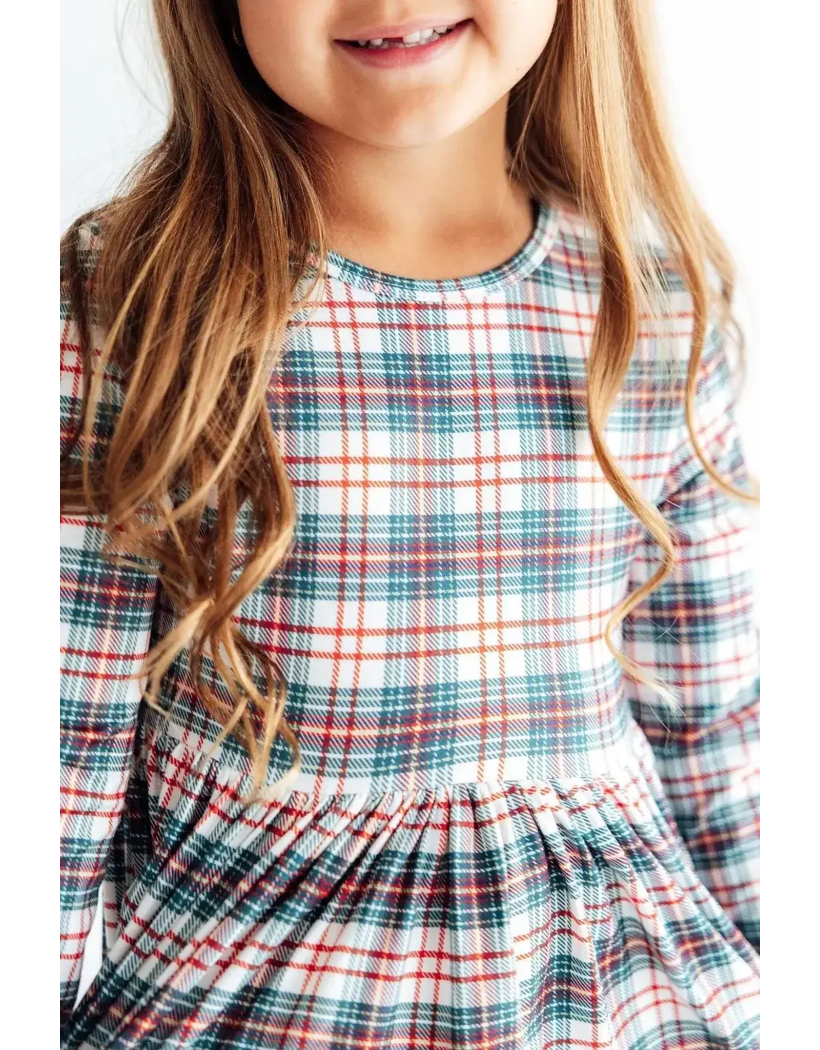Mila & Rose Mila & Rose- Christmas Plaid L/S Pocket Twirl Dress