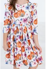 Mila & Rose Mila & Rose- Hey Pumpkin  L/S Ruffle Twirl Dress