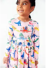 Mila & Rose Mila & Rose- Jingle Saurus L/S Pocket Twirl Dress