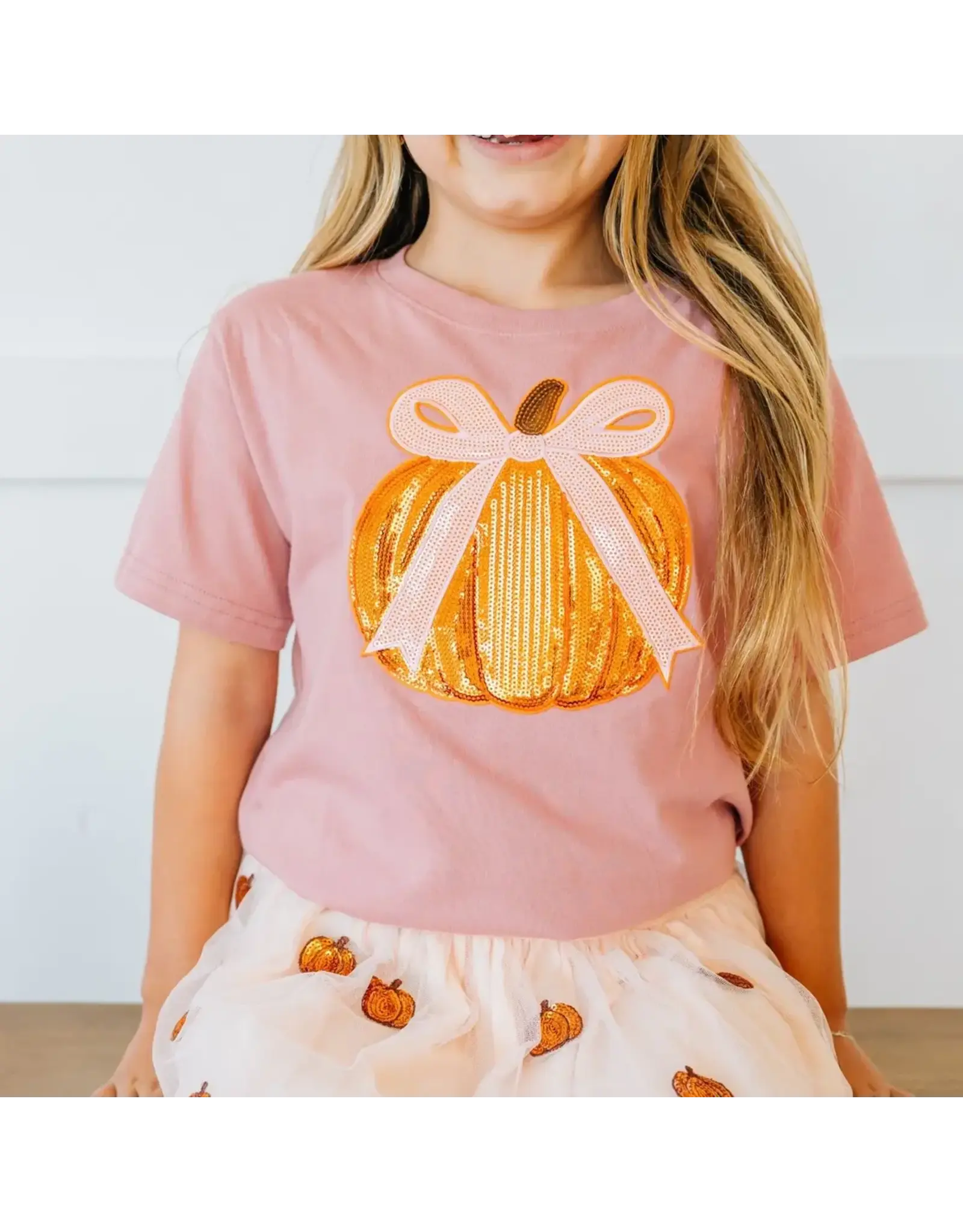 Sweet Wink Sweet Wink- Coquette Pumpkin Sequin Patch S/S Shirt