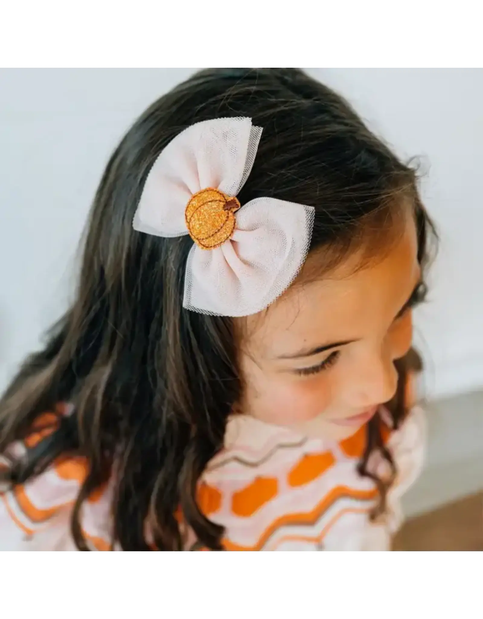 Sweet Wink Sweet Wink-  Pumpkin Tulle Bow Clip