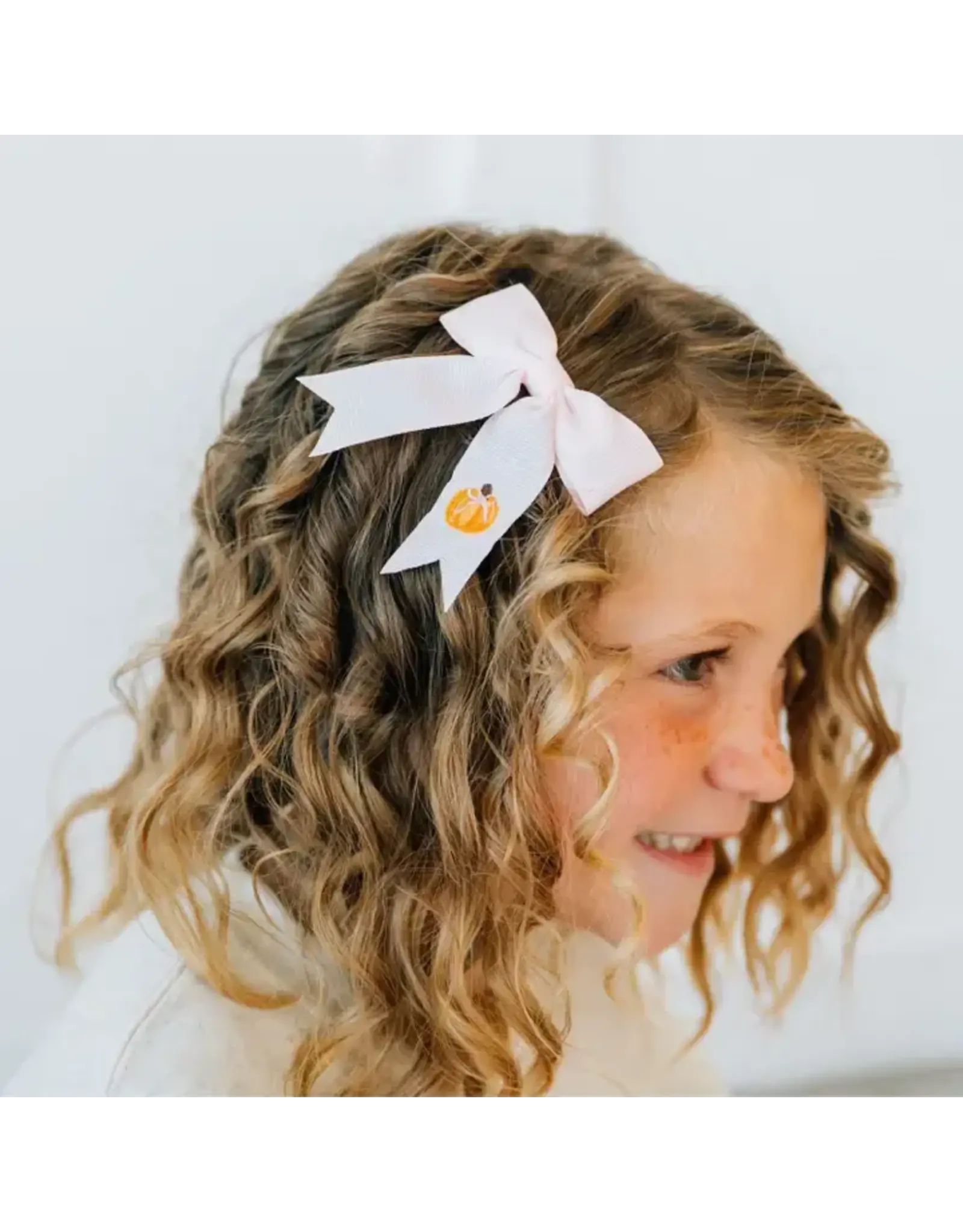 Sweet Wink Sweet Wink-  Pumpkin Embroidered Bow Clip
