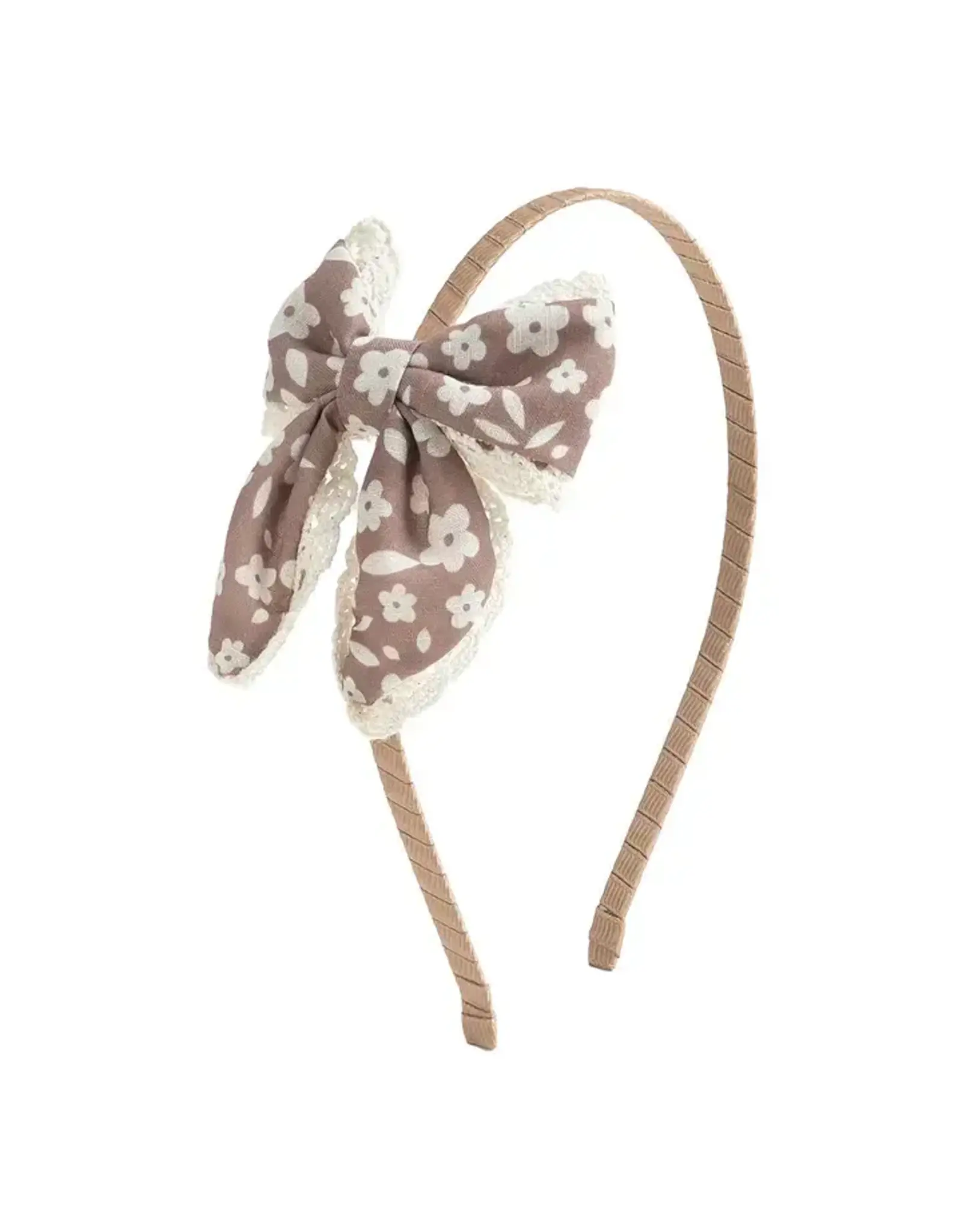 Sweet Wink Sweet Wink-  Mocha Floral Lace Bow Headband