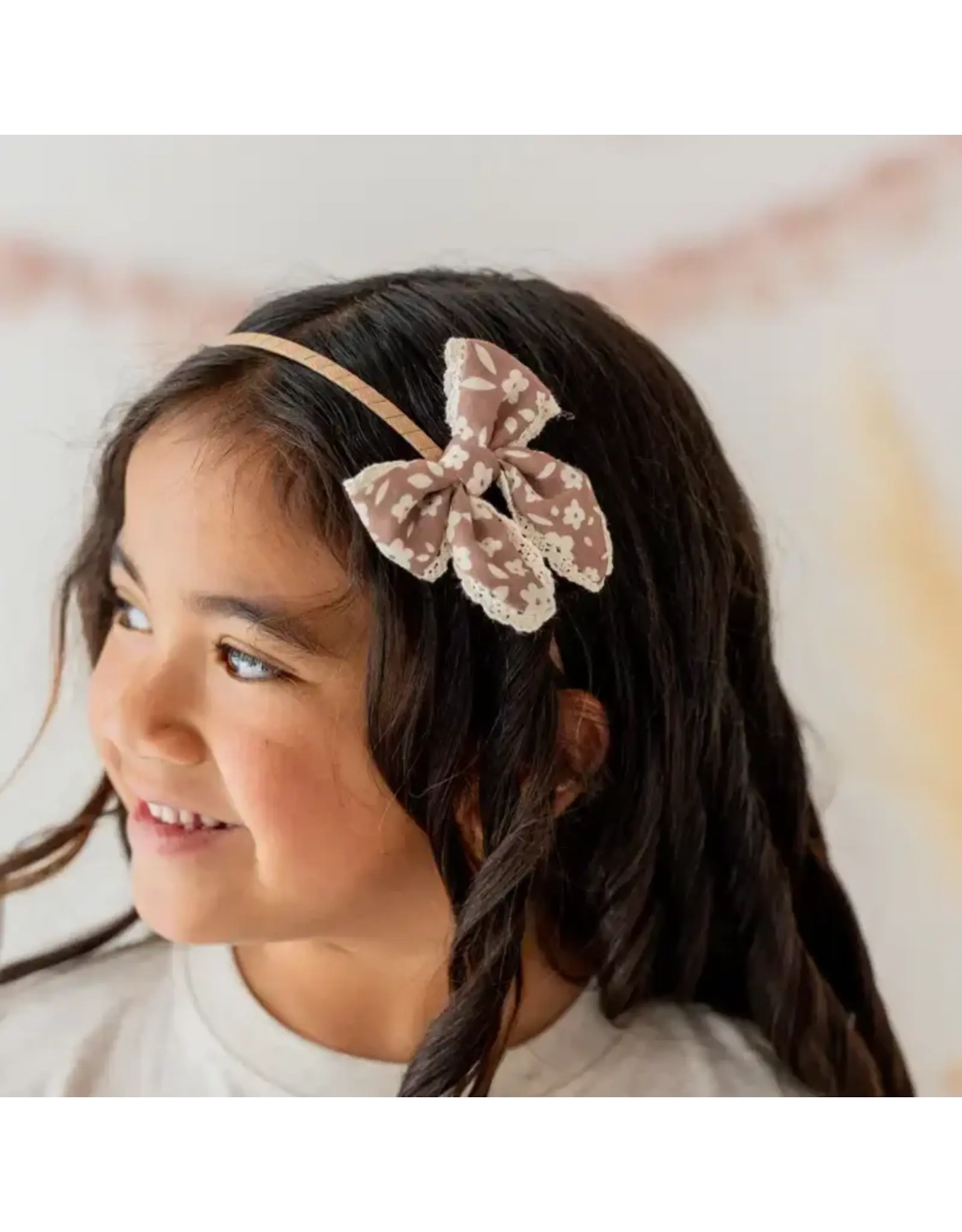 Sweet Wink Sweet Wink-  Mocha Floral Lace Bow Headband
