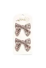 Sweet Wink Sweet Wink-  Mocha Floral Lace Bow Clip Set