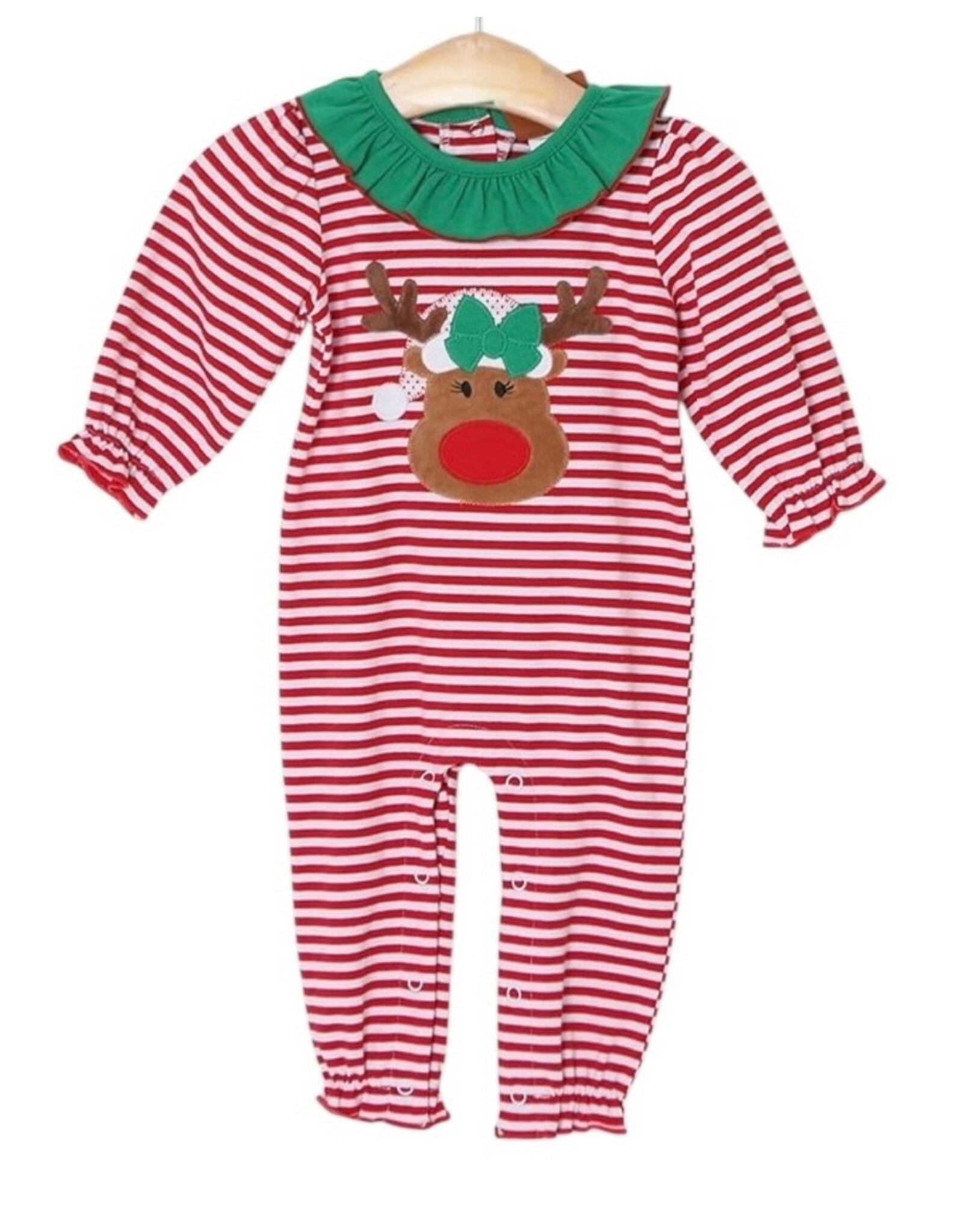 Millie Jay Millie Jay- Reindeer Applique Girls Romper