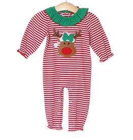 Millie Jay Millie Jay- Reindeer Applique Girls Romper