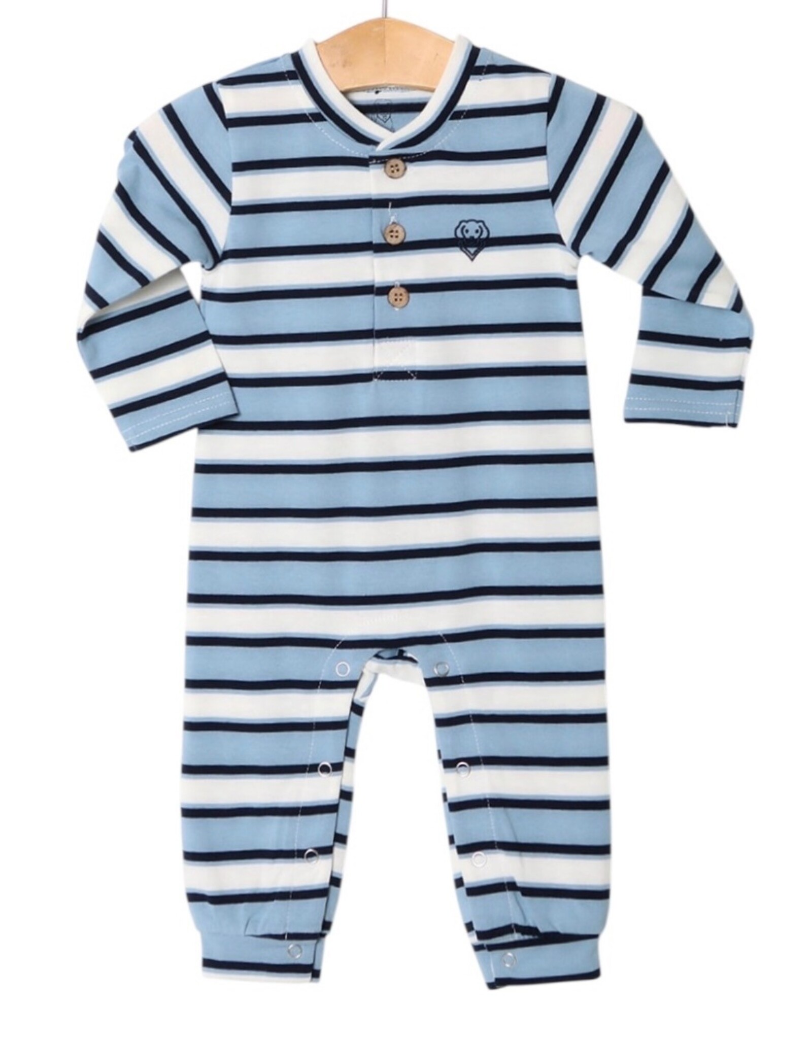Millie Jay Millie Jay- Easton Romper: Multi Blue Stripe