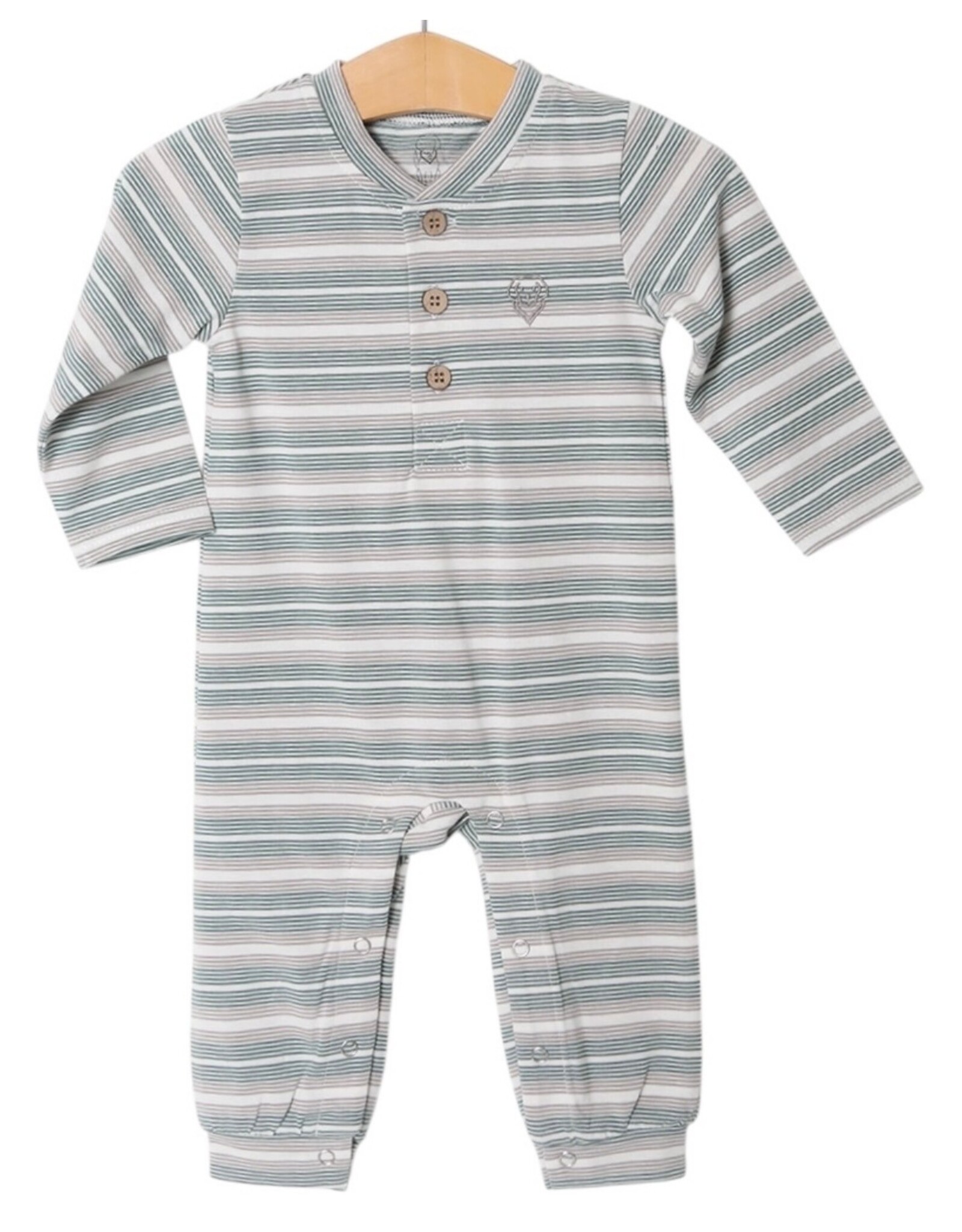 Millie Jay Millie Jay- Easton Romper: Grey & Green