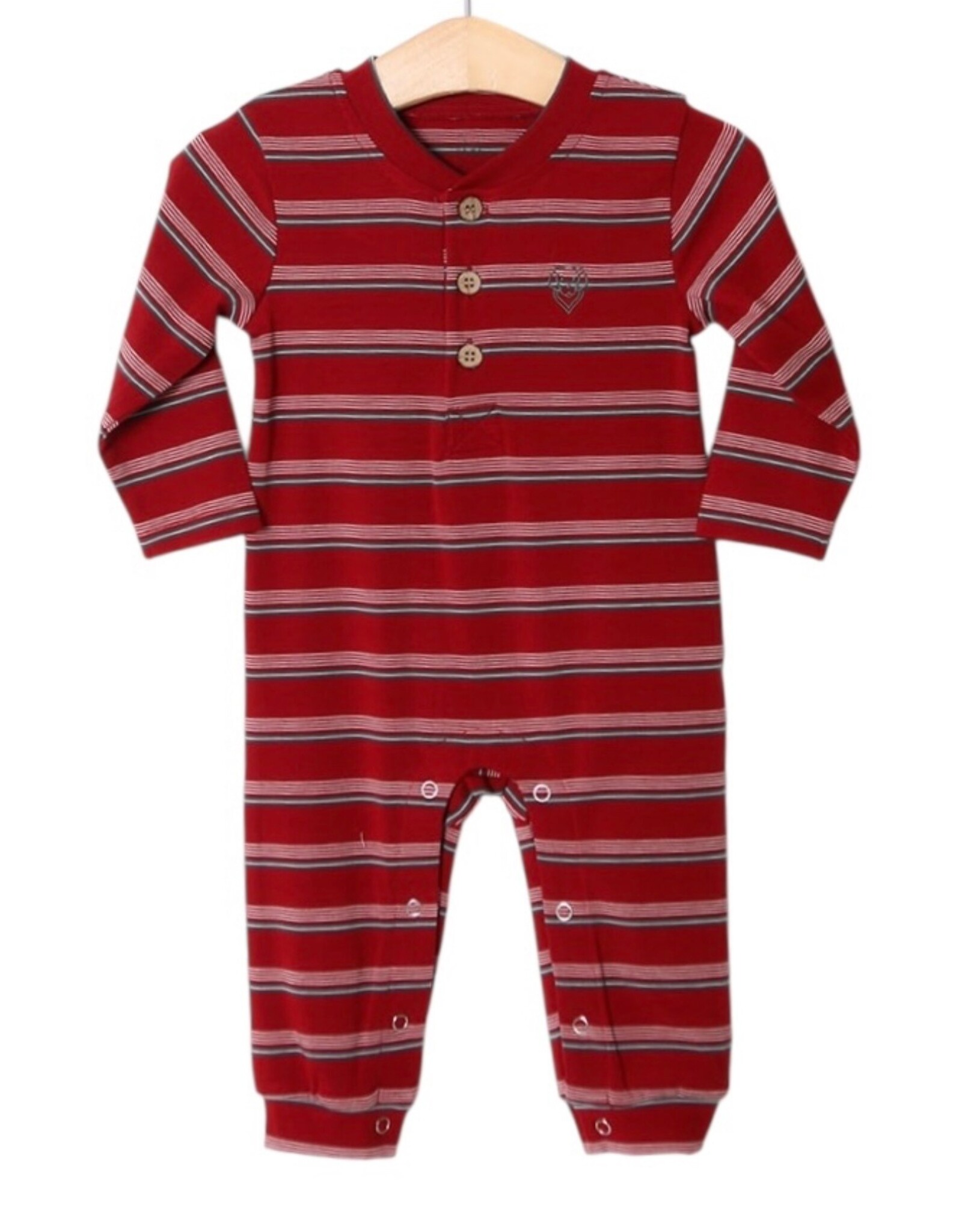 Millie Jay Millie Jay- Easton Romper: Burgundy & Grey