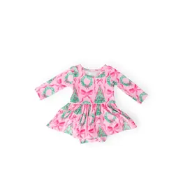 Mila & Rose Mila & Rose- Jingle Bows L/S Twirl Bodysuit