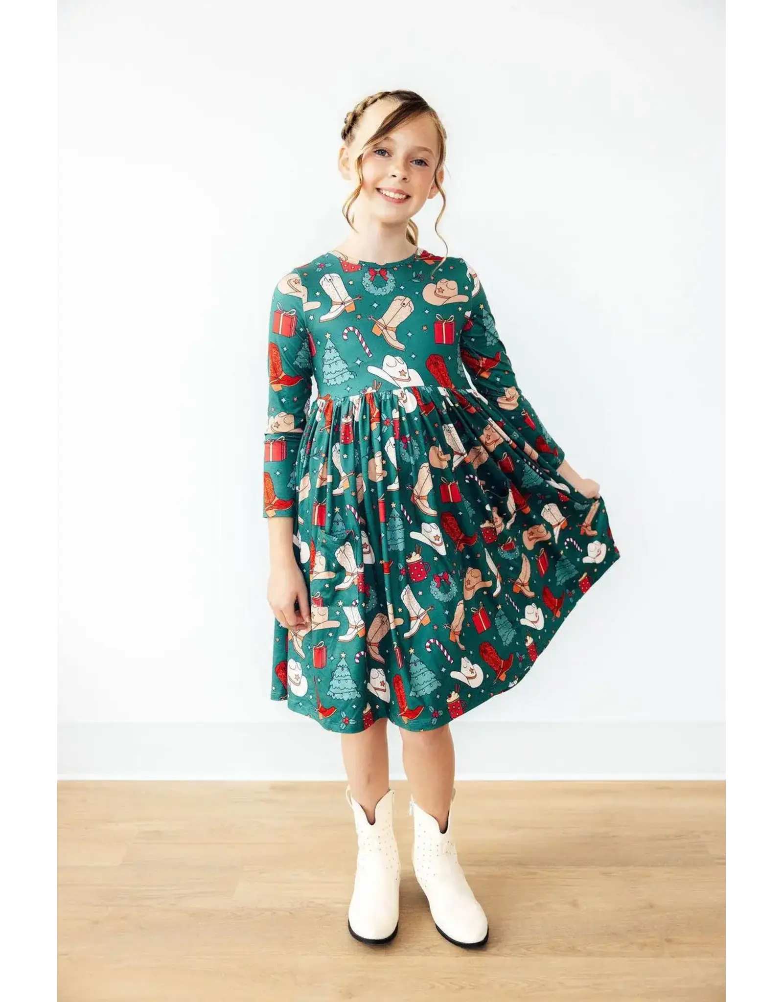Mila & Rose Mila & Rose- Western Wonderland L/S Pocket Twirl Dress