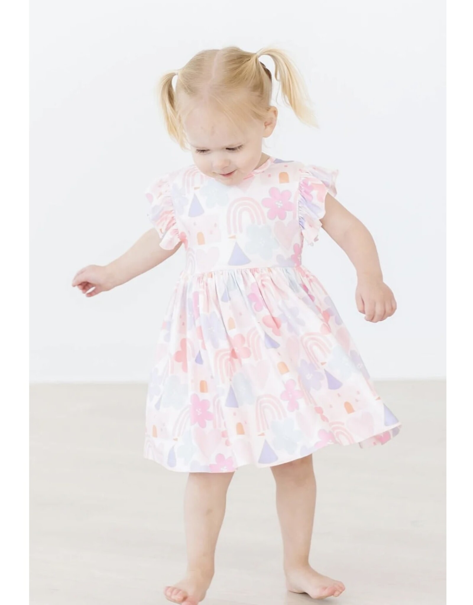 Mila & Rose Mila & Rose- Castles & Rainbows Flutter Sleeve Twirl Dress