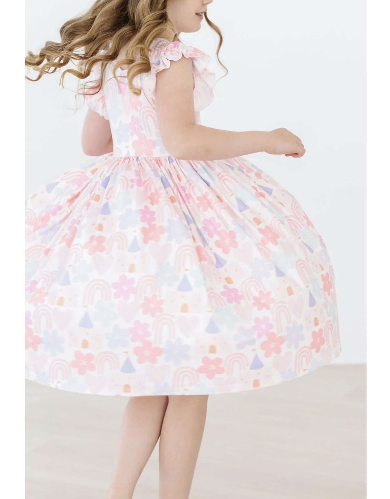 Mila & Rose Mila & Rose- Castles & Rainbows Flutter Sleeve Twirl Dress
