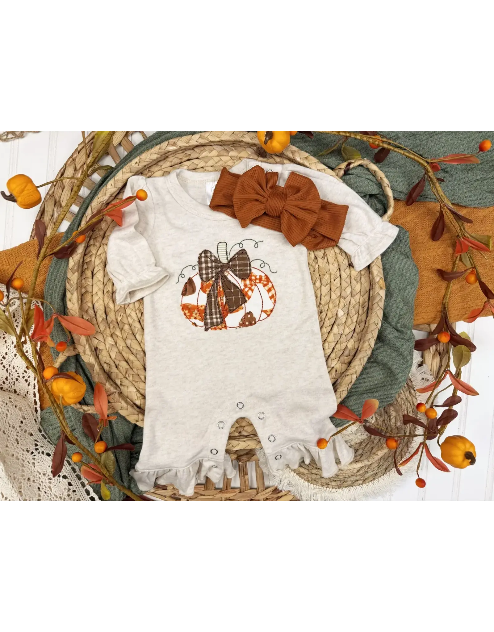 Wonderfully Made Wonderfully Made- Ruffle Pumpkin L/S Romper