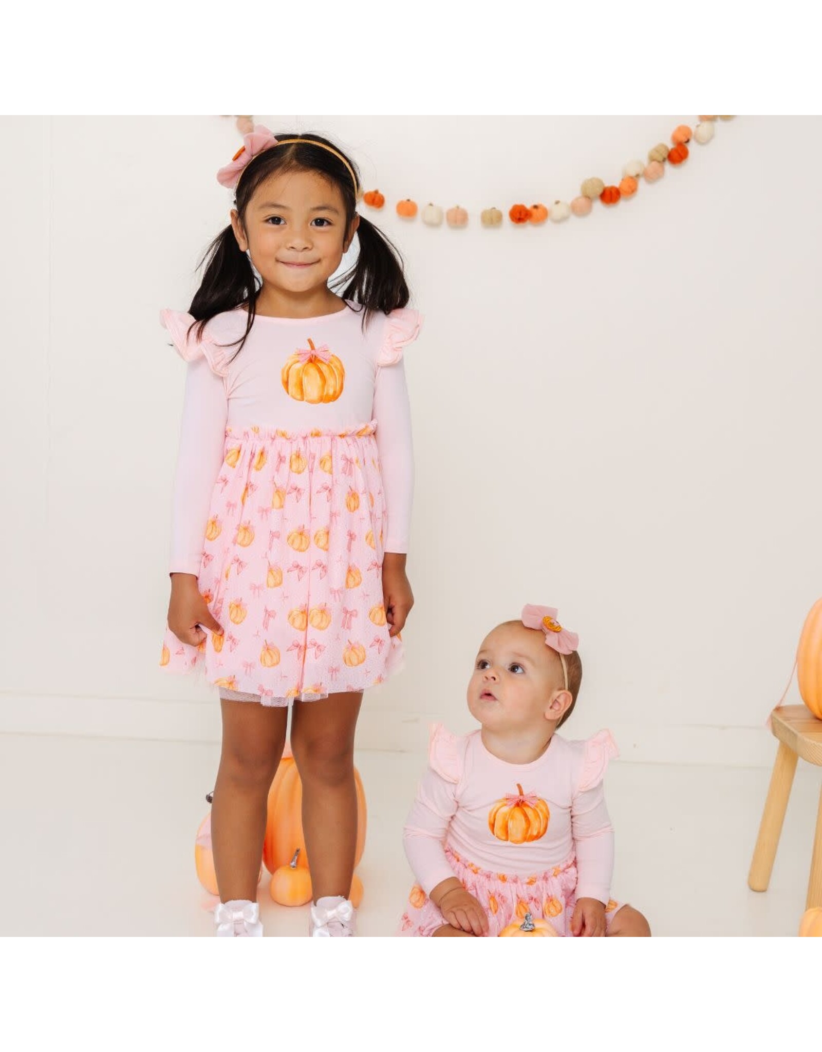 Sweet Wink Sweet Wink- Coquette Pumpkin L/S Tutu Bodysuit