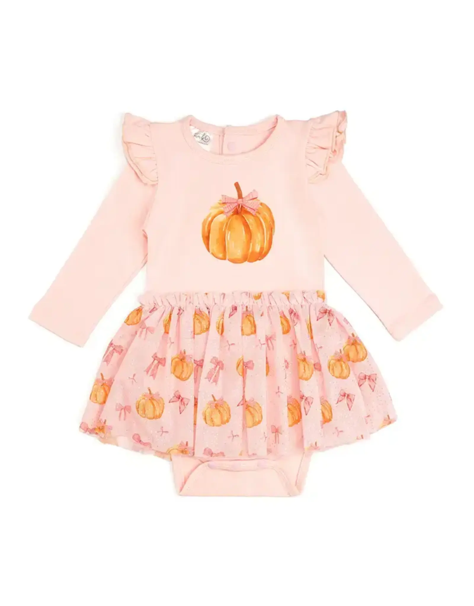Sweet Wink Sweet Wink- Coquette Pumpkin L/S Tutu Bodysuit