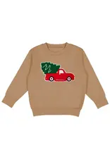 Sweet Wink Sweet Wink- Christmas Truck Patch Mocha Sweatshirt