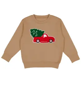 Sweet Wink Sweet Wink- Christmas Truck Patch Mocha Sweatshirt