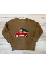 Sweet Wink Sweet Wink- Vintage Christmas Truck Patch Mocha Sweatshirt