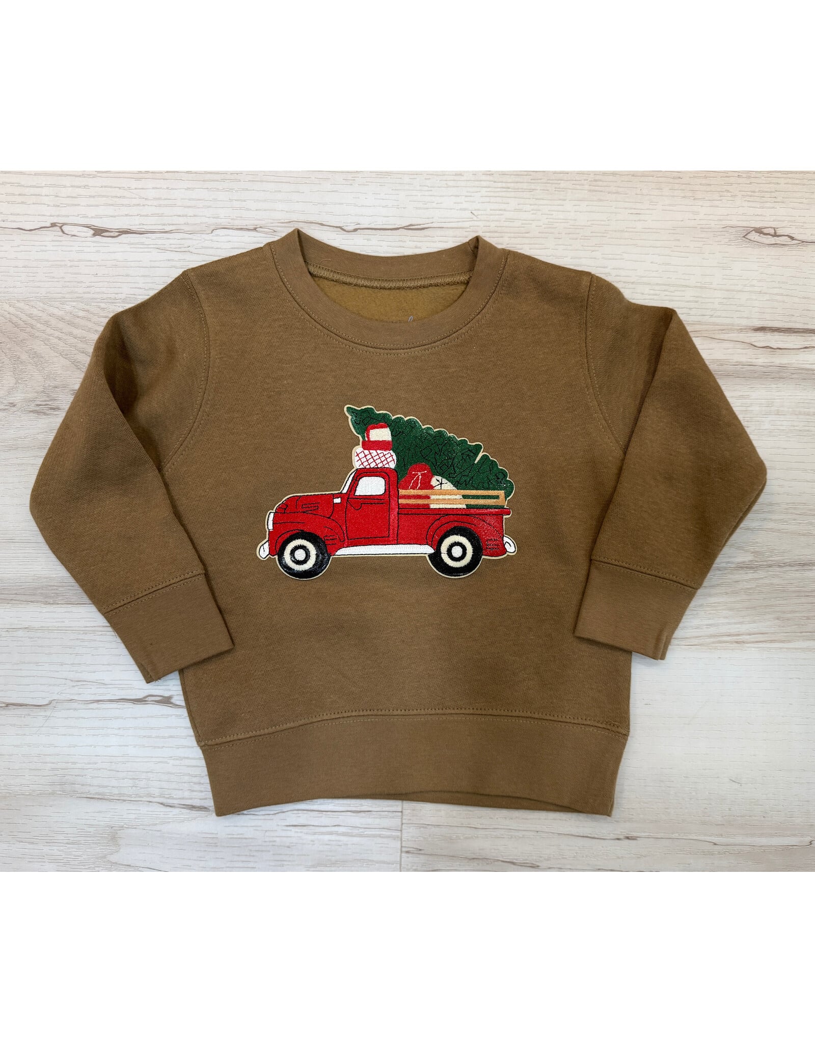 Sweet Wink Sweet Wink- Vintage Christmas Truck Patch Mocha Sweatshirt