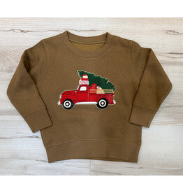 Sweet Wink Sweet Wink- Vintage Christmas Truck Patch Mocha Sweatshirt