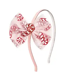 Sweet Wink Sweet Wink- Candy Cane Confetti Christmas Tulle Bow Headband