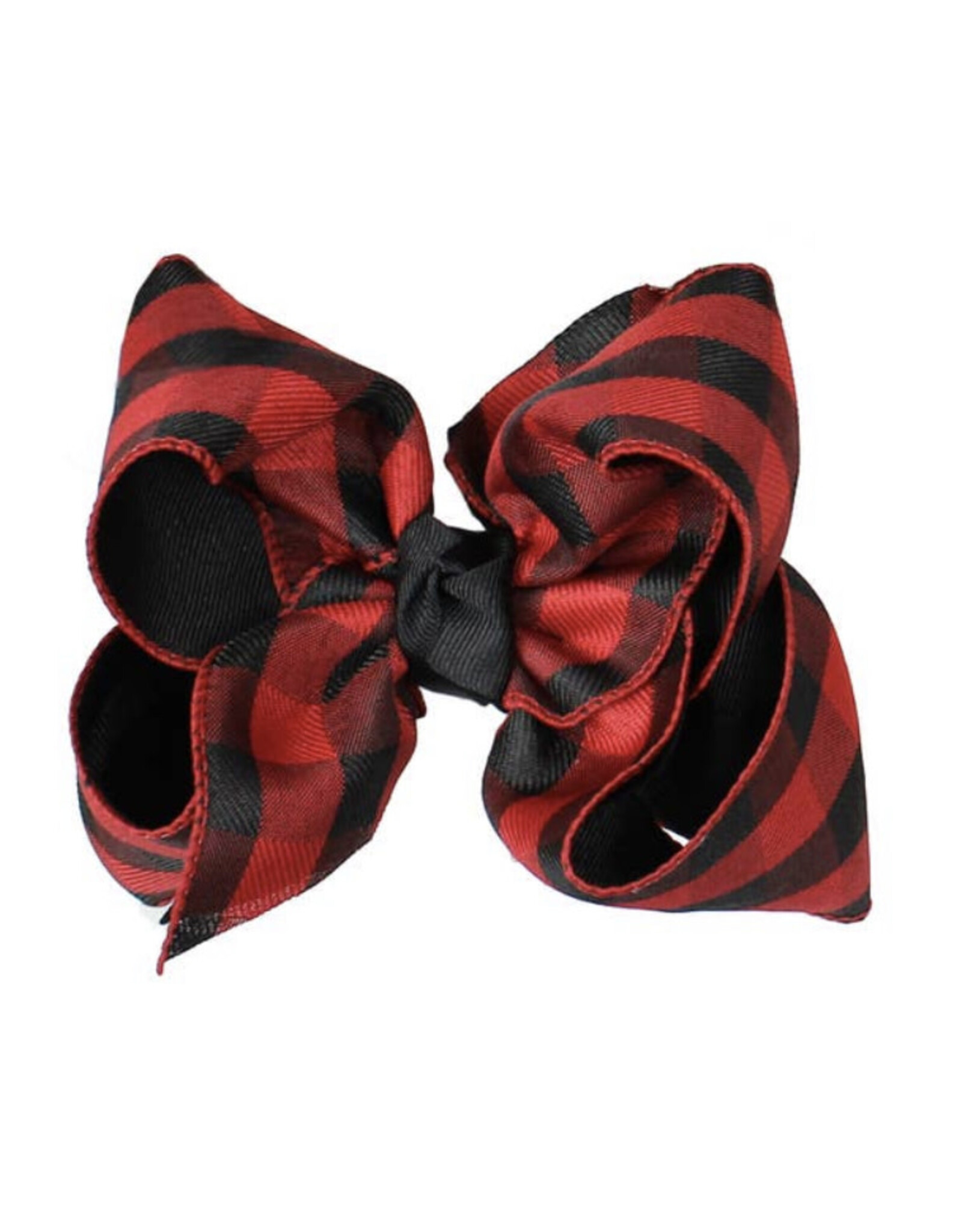 Beyond Creations Beyond Creations- 5.5" XL Blk/Red Buffalo Plaid Layered Knot Bow