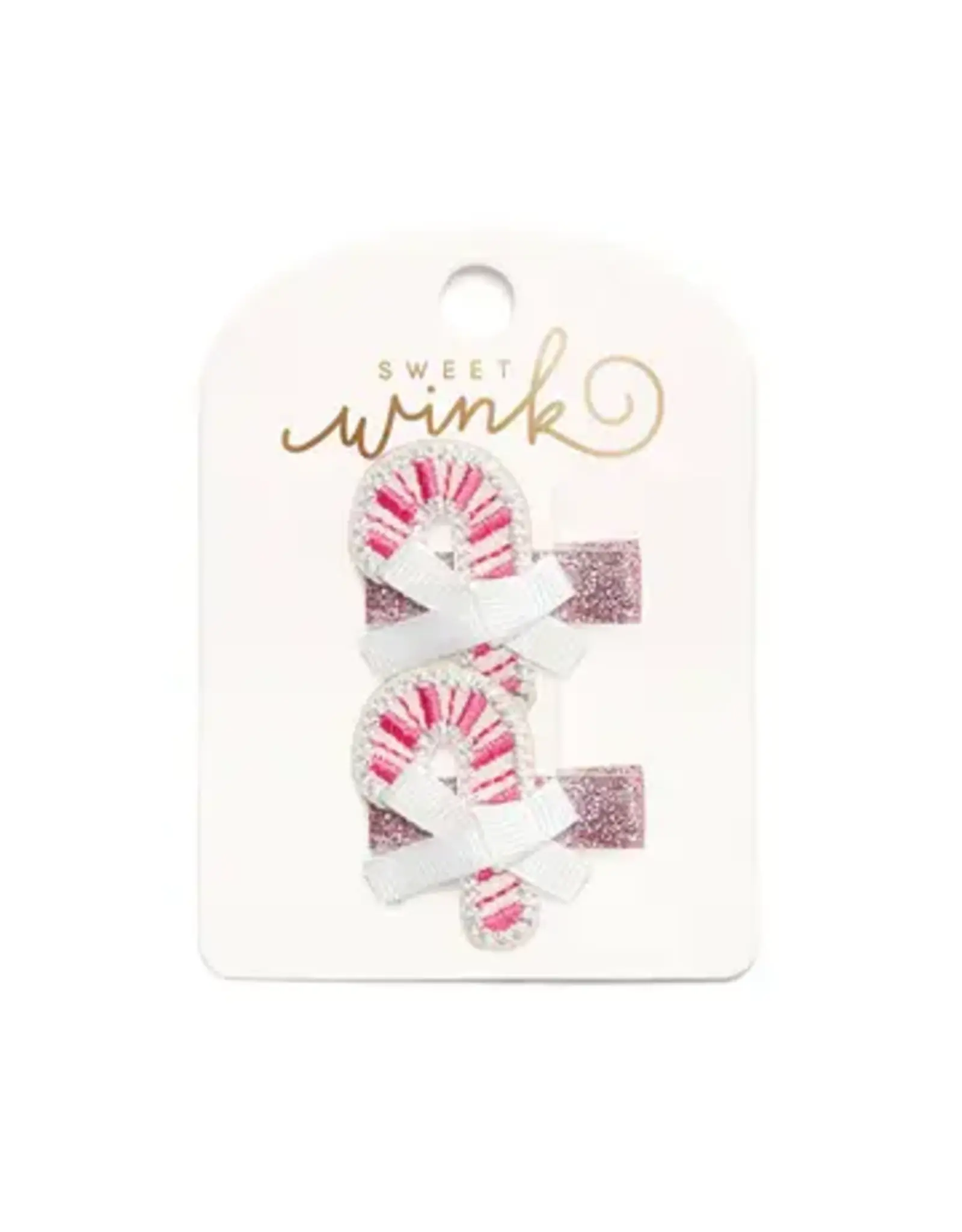 Sweet Wink Sweet Wink- Pink Candy Cane Christmas Clip Set