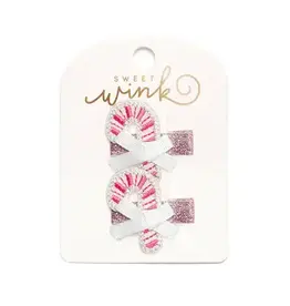 Sweet Wink Sweet Wink- Pink Candy Cane Christmas Clip Set