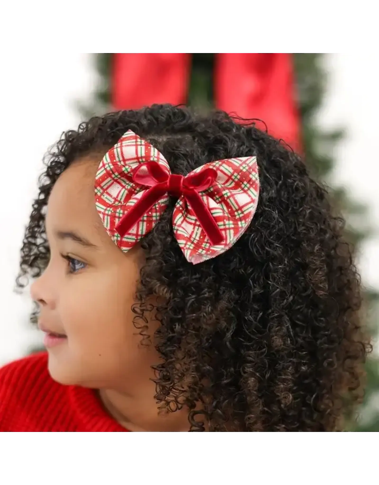 Sweet Wink Sweet Wink- Christmas Plaid Layered Bow Clip