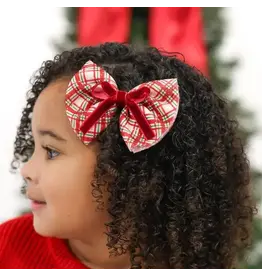 Sweet Wink Sweet Wink- Christmas Plaid Layered Bow Clip