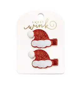 Sweet Wink Sweet Wink- Red Santa Hat Christmas Clip Set