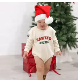 Sweet Wink Sweet Wink- Santa's Favorite Christmas L/S Romper: Natural