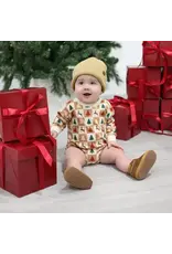 Sweet Wink Sweet Wink- Cabin Chrismas L/S Romper: Natural