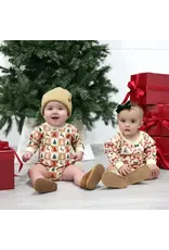 Sweet Wink Sweet Wink- Cabin Chrismas L/S Romper: Natural