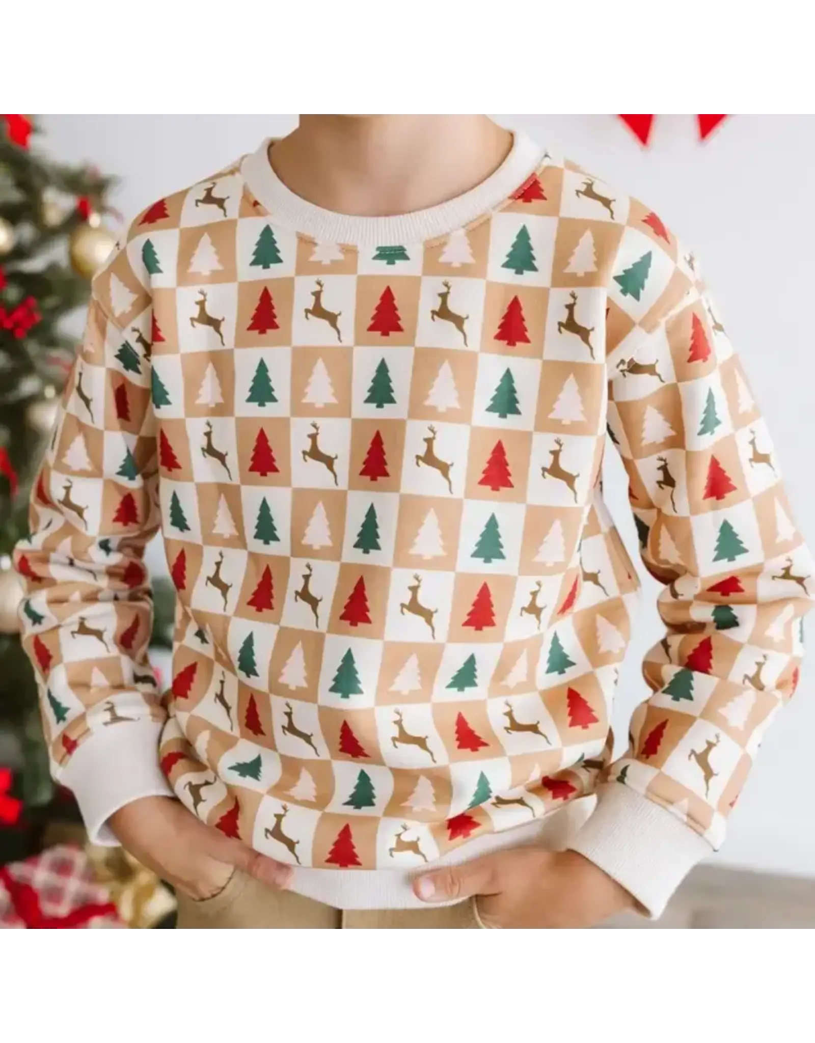 Sweet Wink Sweet Wink- Cabin Christmas Sweatshirt: Natural