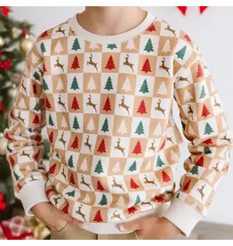 Sweet Wink Sweet Wink- Cabin Christmas Sweatshirt: Natural