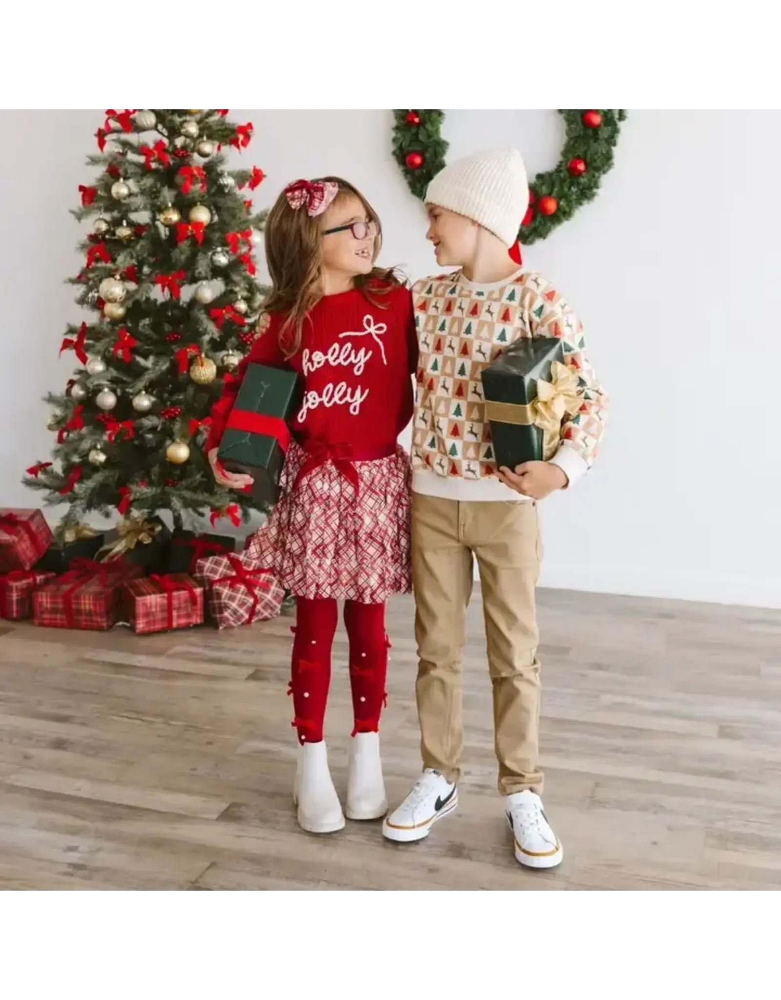 Sweet Wink Sweet Wink- Cabin Christmas Sweatshirt: Natural